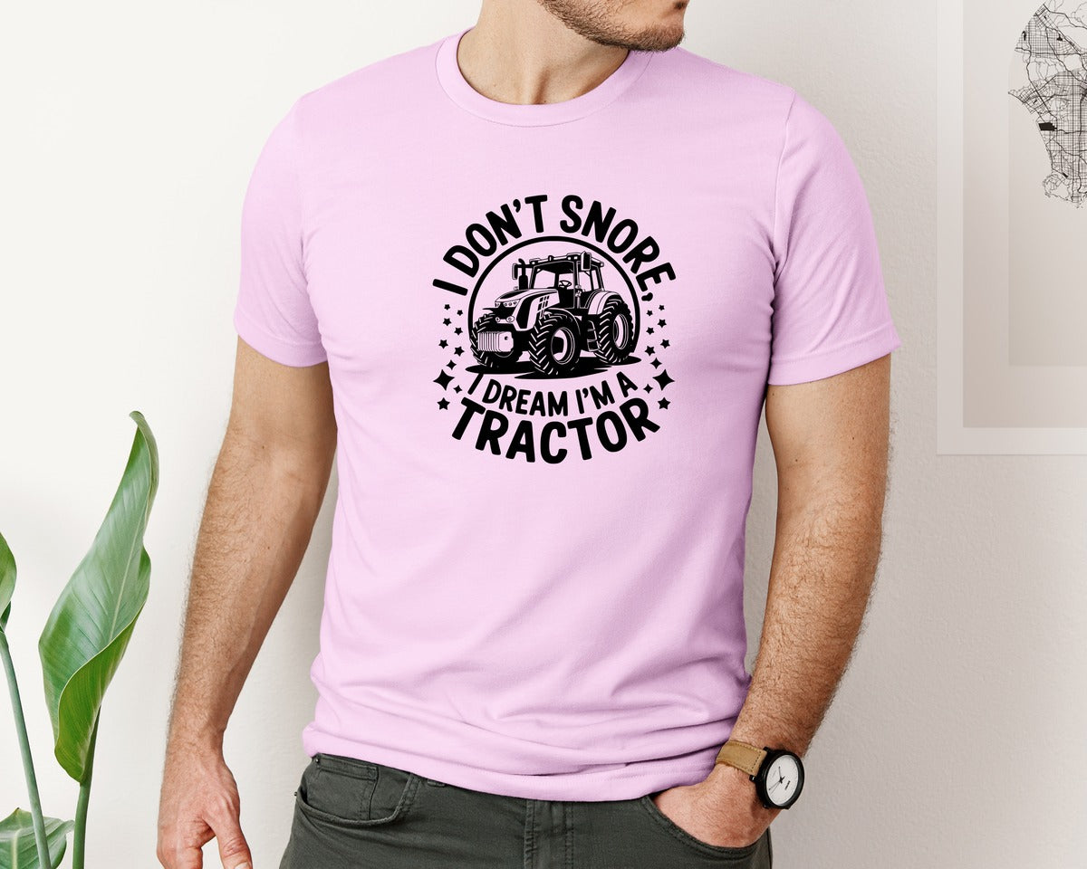brand:Bella Canvas|color:Lilac|I Dont Snore I Dream I M A Tractor Graphic T-Shirt