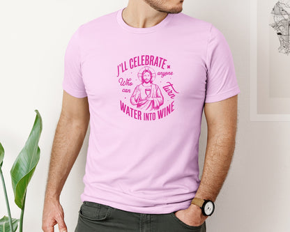 brand:Bella Canvas|color:Lilac|Jesus Water Into Wine Design Graphic T-Shirt