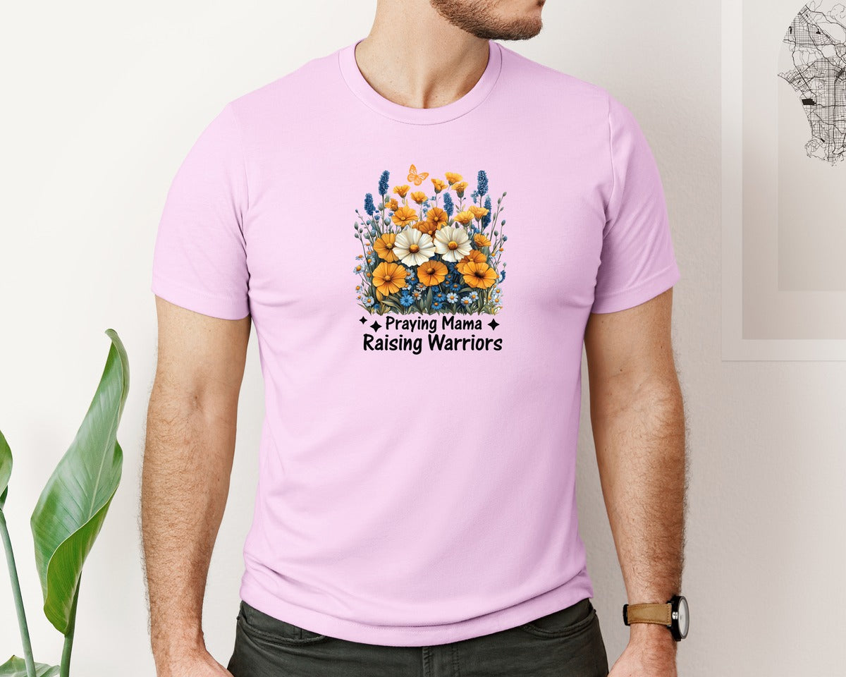 brand:Bella Canvas|color:Lilac|Praying Mama Boho Floral Mama 2 Graphic T-Shirt