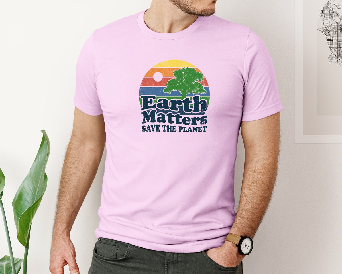 brand:Bella Canvas|color:Lilac|Earth Matters Save The Planet T Shirt Graphic T-Shirt