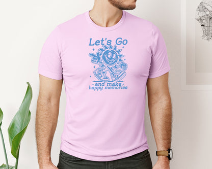 brand:Bella Canvas|color:Lilac|Lets Go And Make Happy Memories Graphic T-Shirt
