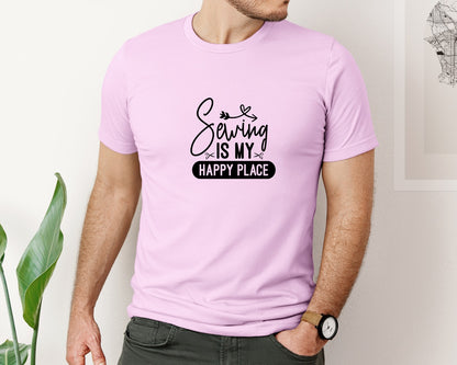 brand:Bella Canvas|color:Lilac|Sewing Is My Happy Place 36 Graphic T-Shirt