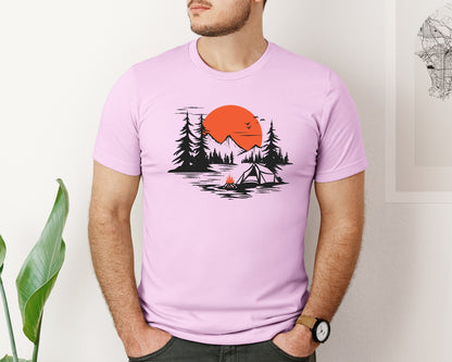 brand:Bella Canvas|color:Lilac|Sunset Camping Adventure T Shirt Design 9 Graphic T-Shirt
