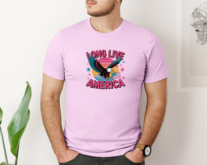 brand:Bella Canvas|color:Lilac|Long Live America Graphic T-Shirt
