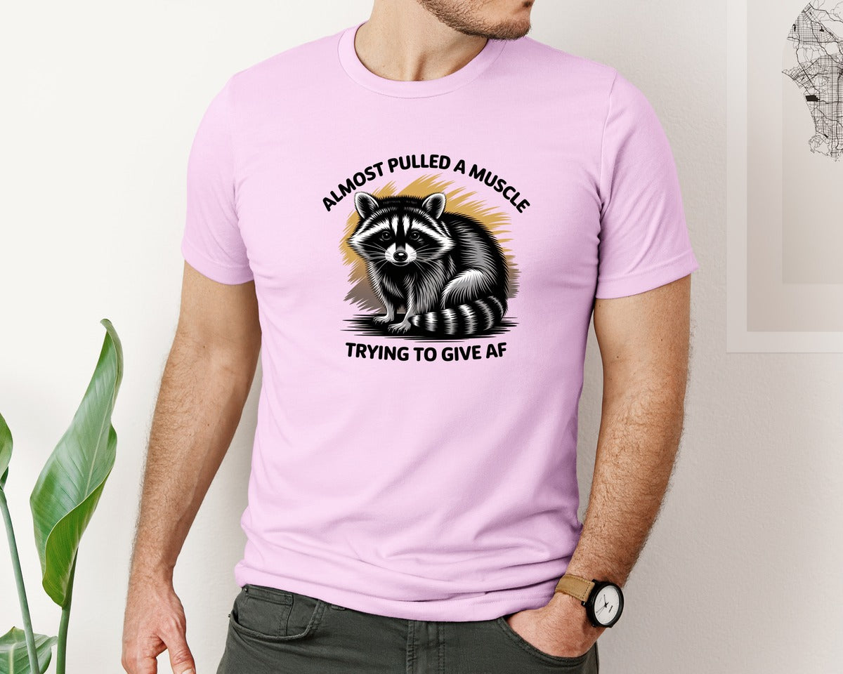 brand:Bella Canvas|color:Lilac|Funny Raccoon Sarcastic Quote Graphic T-Shirt