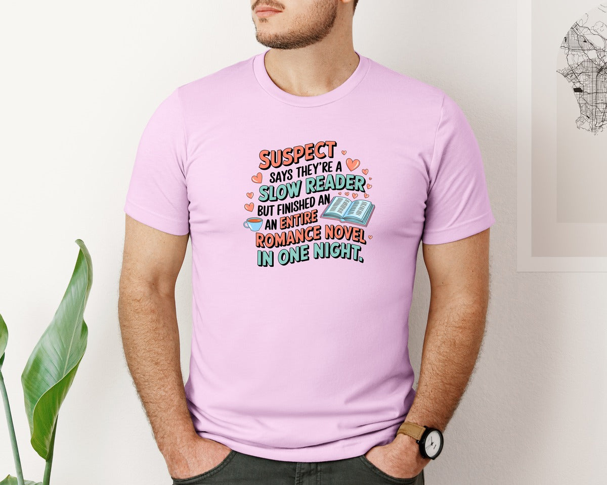 brand:Bella Canvas|color:Lilac|Suspect Claims Reading Lover Bookish 2 Graphic T-Shirt