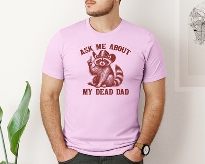 brand:Bella Canvas|color:Lilac|Dead Dad Club Unhinged Meme Raccoon Graphic T-Shirt