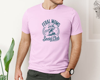 brand:Bella Canvas|color:Lilac|Funny Mothers Day Raccoon Mama Feral Mom Graphic T-Shirt