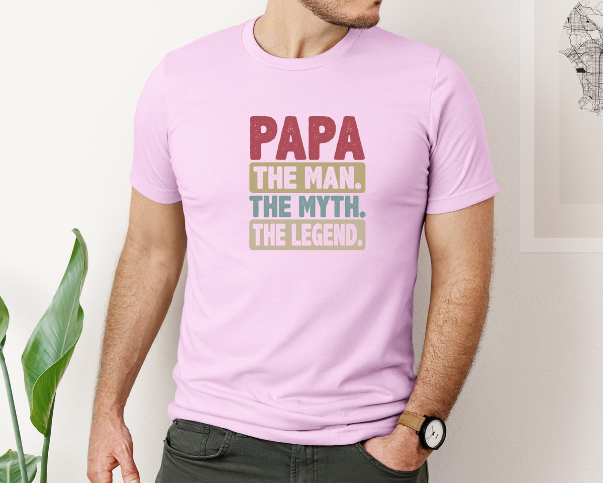 brand:Bella Canvas|color:Lilac|Papa Shirt Father Shirt Graphic T-Shirt