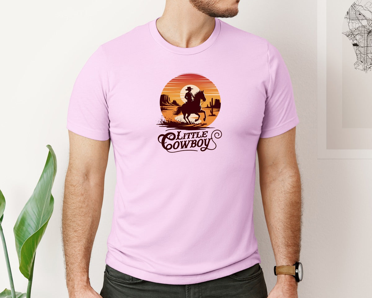 brand:Bella Canvas|color:Lilac|Little Cowboy Western Horse Riding 3 Graphic T-Shirt