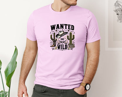 brand:Bella Canvas|color:Lilac|Western Wanted And Wild T Shirt Graphic T-Shirt
