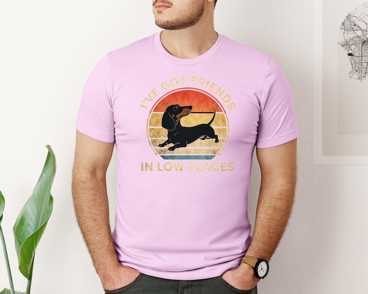 brand:Bella Canvas|color:Lilac|Dachshund Ive Got Friends In Low Places 2 Graphic T-Shirt