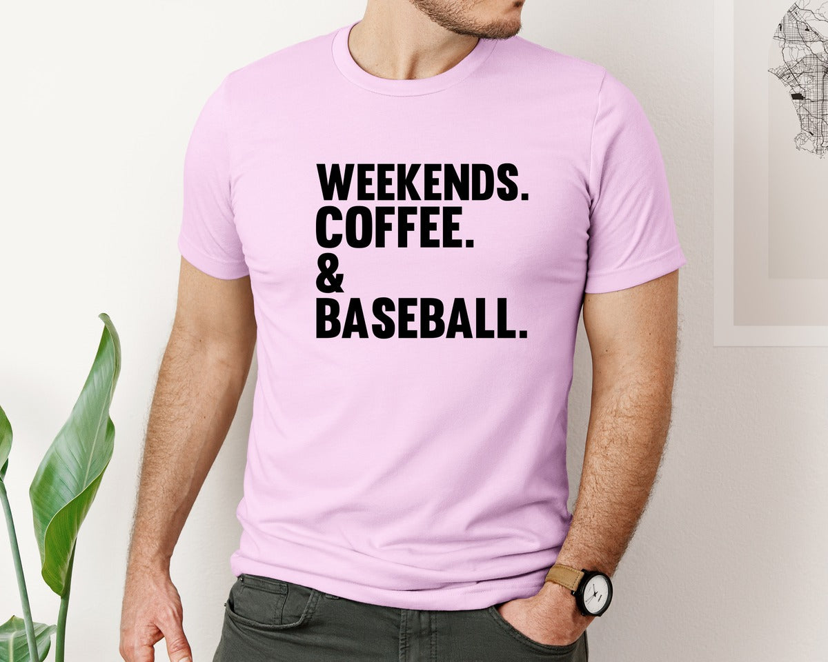 brand:Bella Canvas|color:Lilac|Weekends Coffee Baseball Tshirt Design Graphic T-Shirt