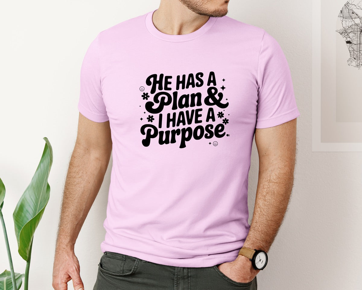 brand:Bella Canvas|color:Lilac|He Has A Plan And I Have A Purpose D Graphic T-Shirt