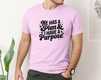brand:Bella Canvas|color:Lilac|He Has A Plan And I Have A Purpose D Graphic T-Shirt