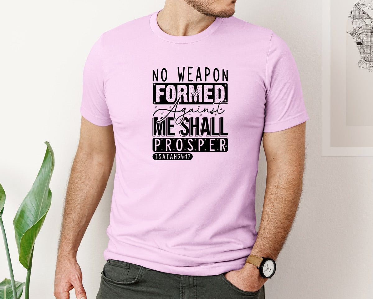 brand:Bella Canvas|color:Lilac|No Weapon Formed Against Me Shall Prospe Graphic T-Shirt