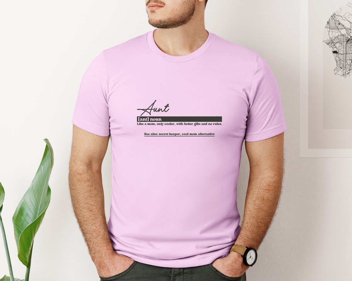 brand:Bella Canvas|color:Lilac|Aunt Funny Definition Graphic T-Shirt