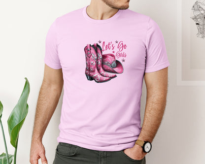 brand:Bella Canvas|color:Lilac|Lets Go Girls Cowgirl Boots 2 Graphic T-Shirt