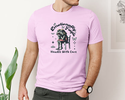 brand:Bella Canvas|color:Lilac|Frog Woman With Tears Emotionally Shirt Graphic T-Shirt