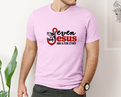 brand:Bella Canvas|color:Lilac|Even Jesus Had A Fish Story 3 Graphic T-Shirt