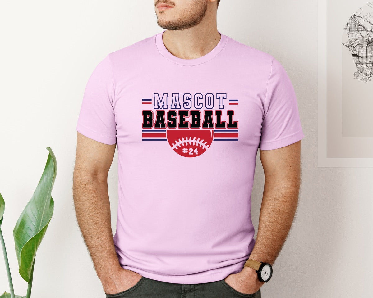 brand:Bella Canvas|color:Lilac|Baseball Shirt Baseball Team Graphic T-Shirt