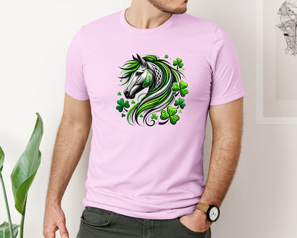 brand:Bella Canvas|color:Lilac|St Patricks Day Horse Lucky Graphic T-Shirt