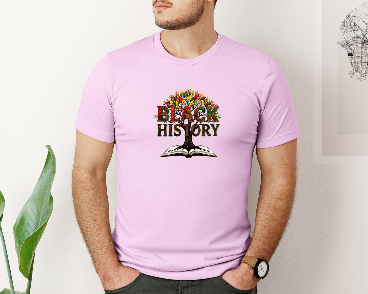 brand:Bella Canvas|color:Lilac|Black History Month Tree Of Knowledge Graphic T-Shirt