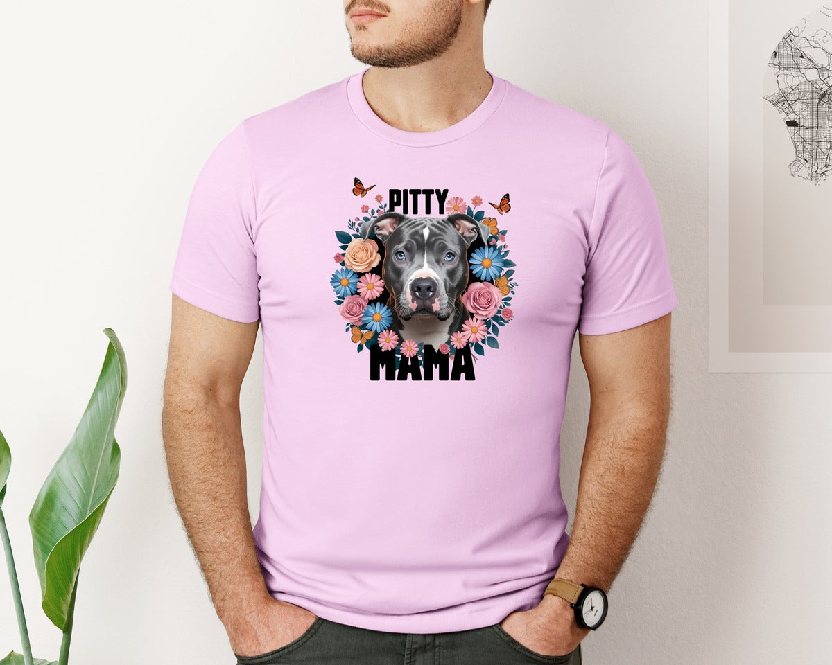 brand:Bella Canvas|color:Lilac|Pitty Mama Cute Pitbull Dog 3 Graphic T-Shirt