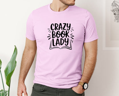 brand:Bella Canvas|color:Lilac|Crazy Book Lady T Shirt Design 4 Graphic T-Shirt