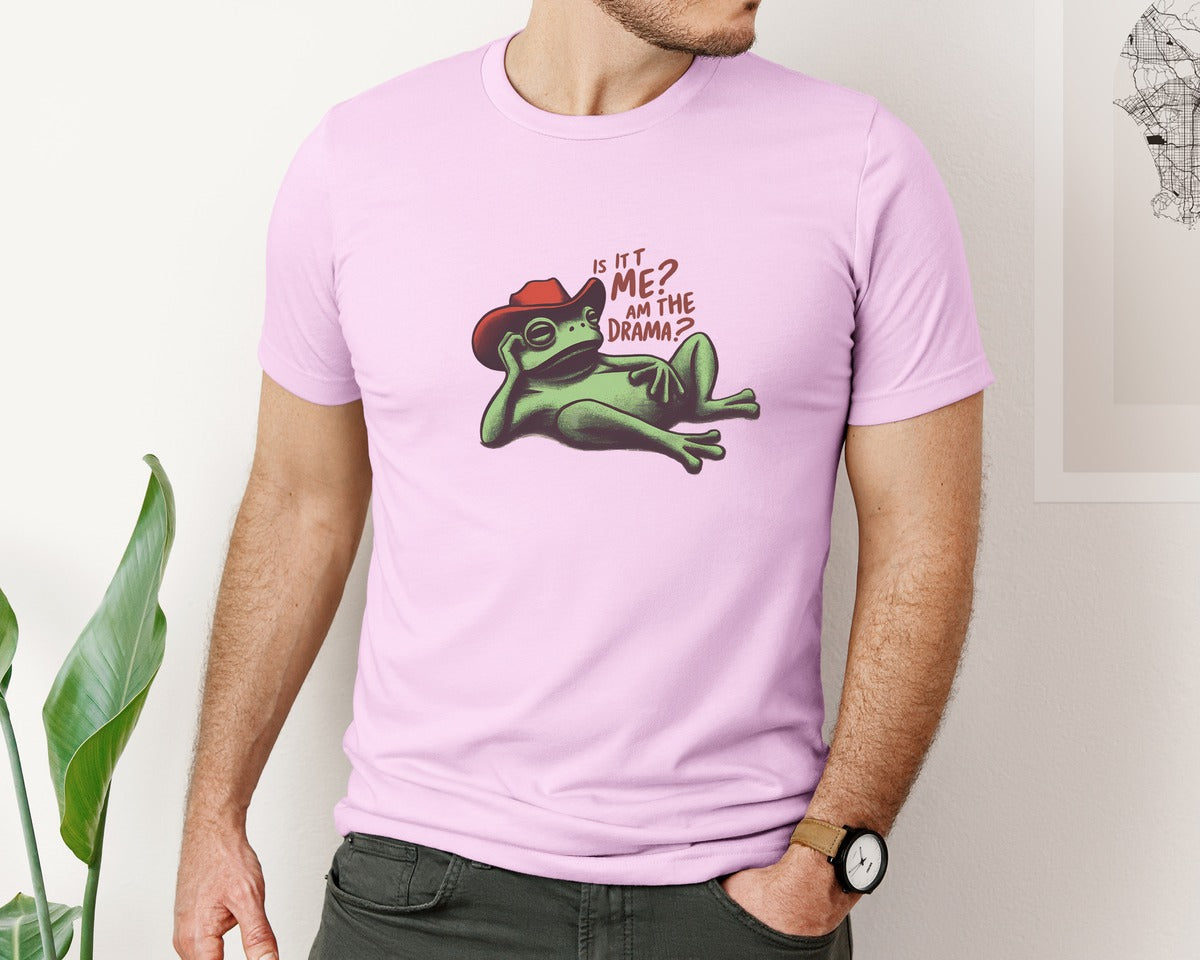 brand:Bella Canvas|color:Lilac|Drama Frog Funny Cowboy Aesthetic Graphic T-Shirt