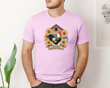 brand:Bella Canvas|color:Lilac|Just A Girl Who Loves Chickens 8 Graphic T-Shirt