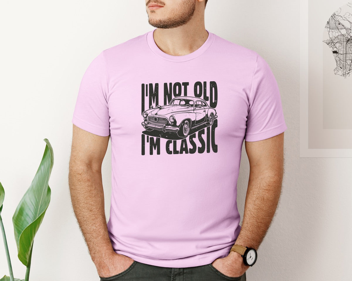 brand:Bella Canvas|color:Lilac|Im Not Old Im Classic Vintage Car 3 Graphic T-Shirt