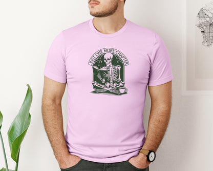 brand:Bella Canvas|color:Lilac|Just One More Chapter Skeleton Coffee 2 Graphic T-Shirt