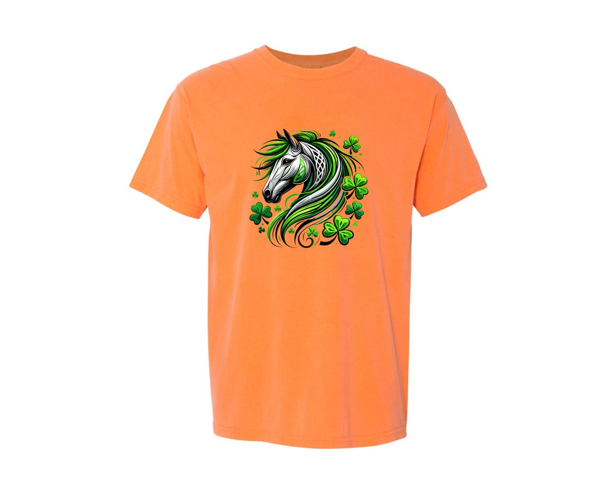 brand:Comfort Colors|color:Melon|St Patricks Day Horse Lucky Graphic T-Shirt