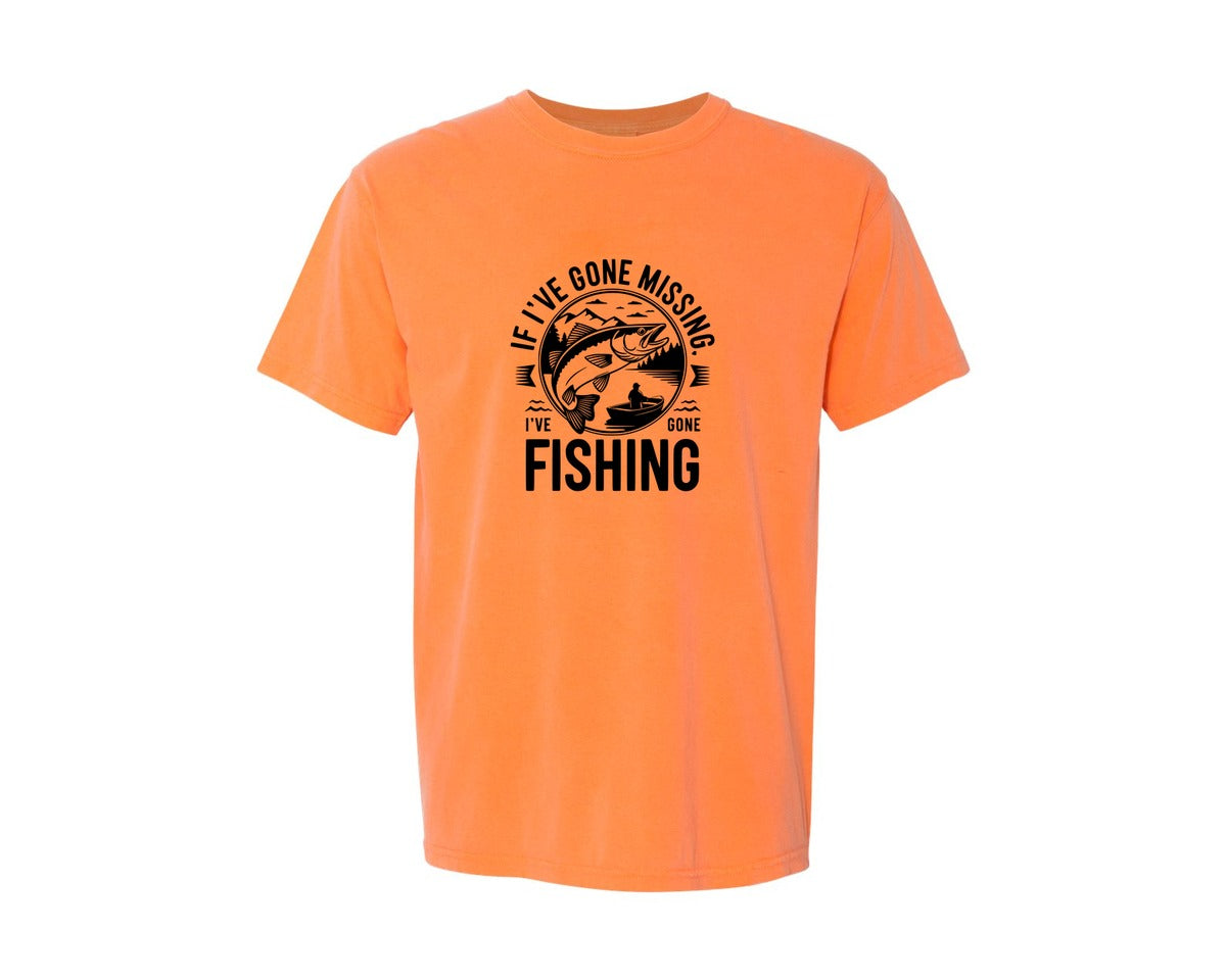 brand:Comfort Colors|color:Melon|If Ive Gone Missing Ive Gone Fishing T Graphic T-Shirt