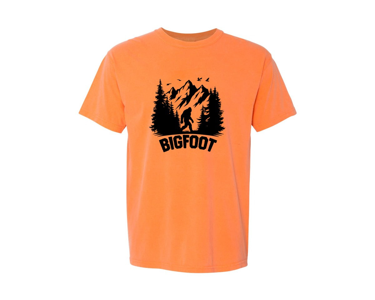 brand:Comfort Colors|color:Melon|Retro Bigfoot Silhouette Pixel Art Graphic T-Shirt