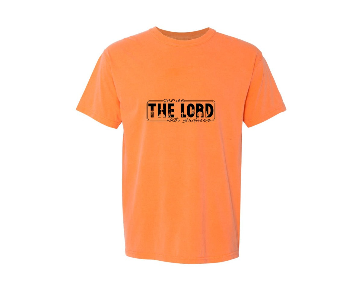 brand:Comfort Colors|color:Melon|Serve The Lord With Gladness Sleeve Graphic T-Shirt