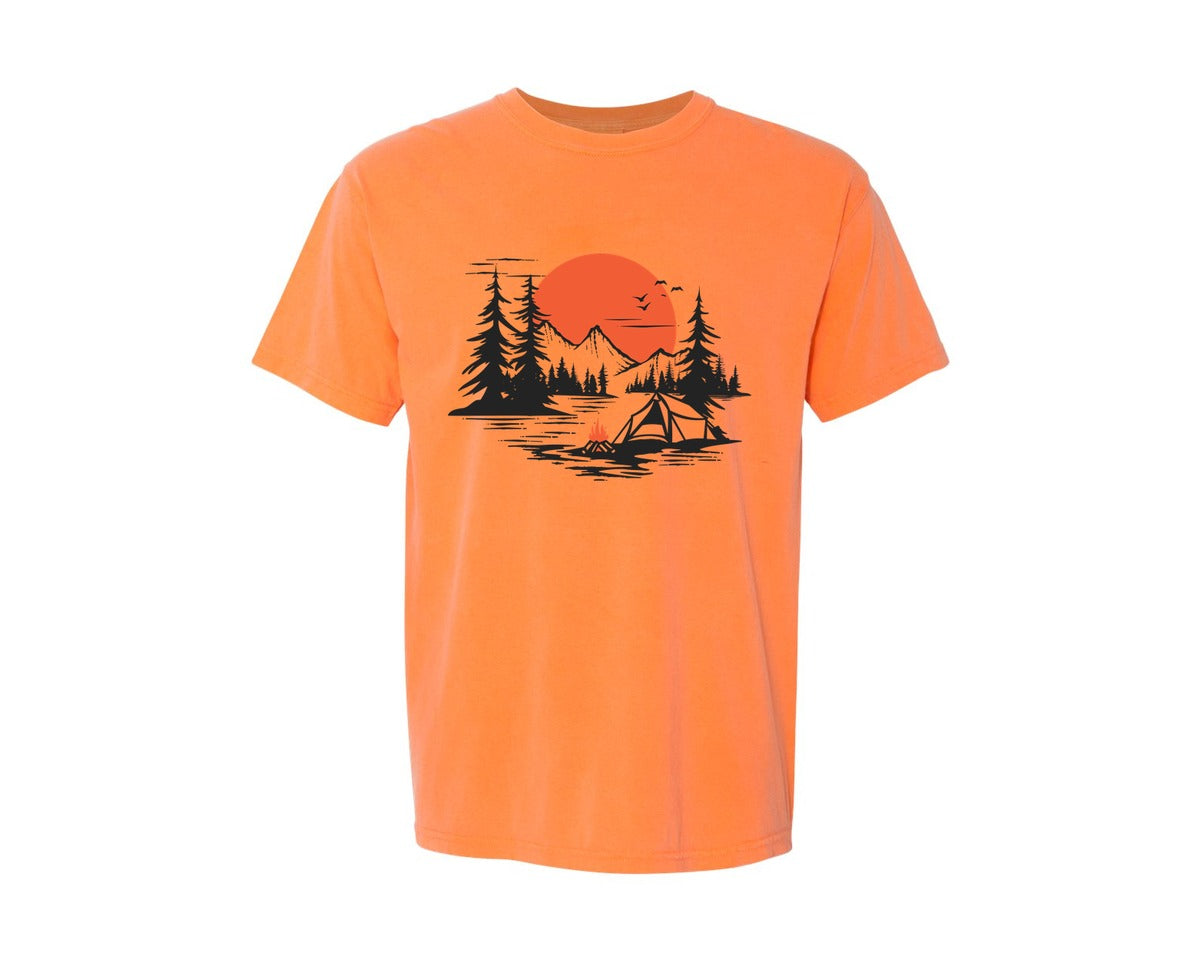 brand:Comfort Colors|color:Melon|Sunset Camping Adventure T Shirt Design 9 Graphic T-Shirt