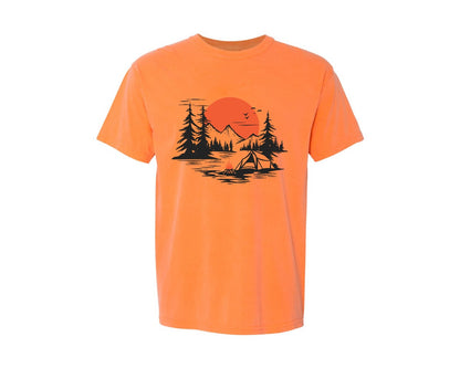 brand:Comfort Colors|color:Melon|Sunset Camping Adventure T Shirt Design 9 Graphic T-Shirt