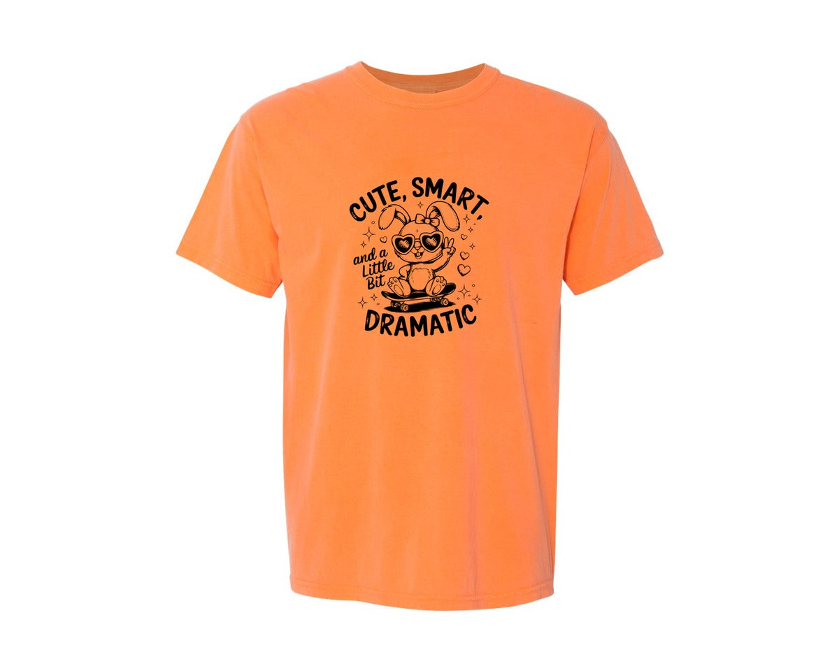 brand:Comfort Colors|color:Melon|Cute Smart And A Little Bit Dramatic T Graphic T-Shirt