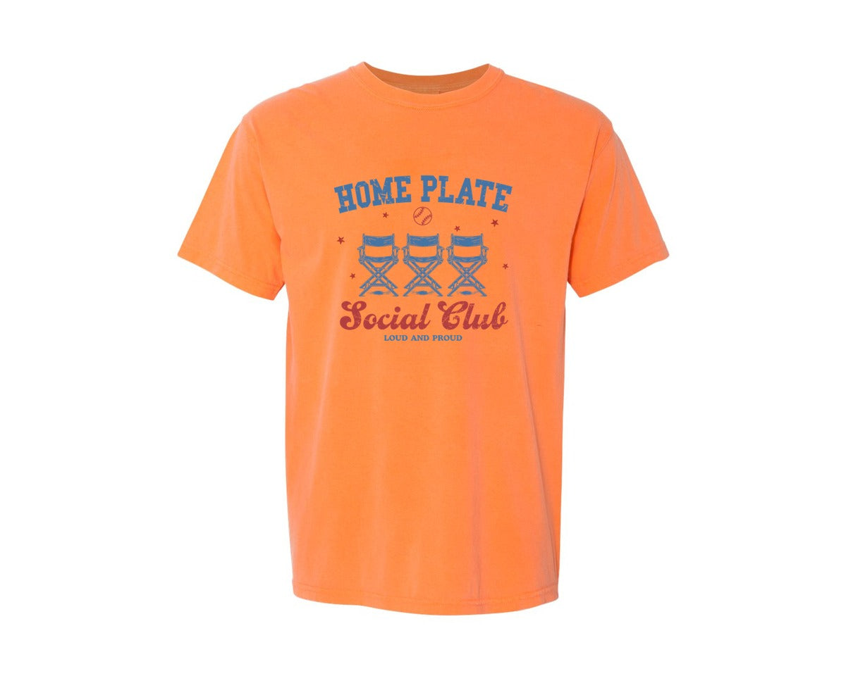 brand:Comfort Colors|color:Melon|Vintage Baseball Home Plate Social Club Graphic T-Shirt