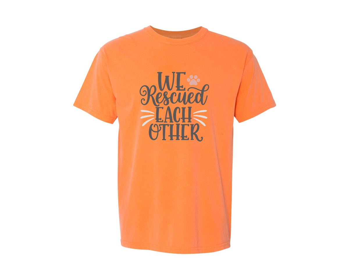 brand:Comfort Colors|color:Melon|We Rescued Each Other Cute Cat Quote Graphic T-Shirt