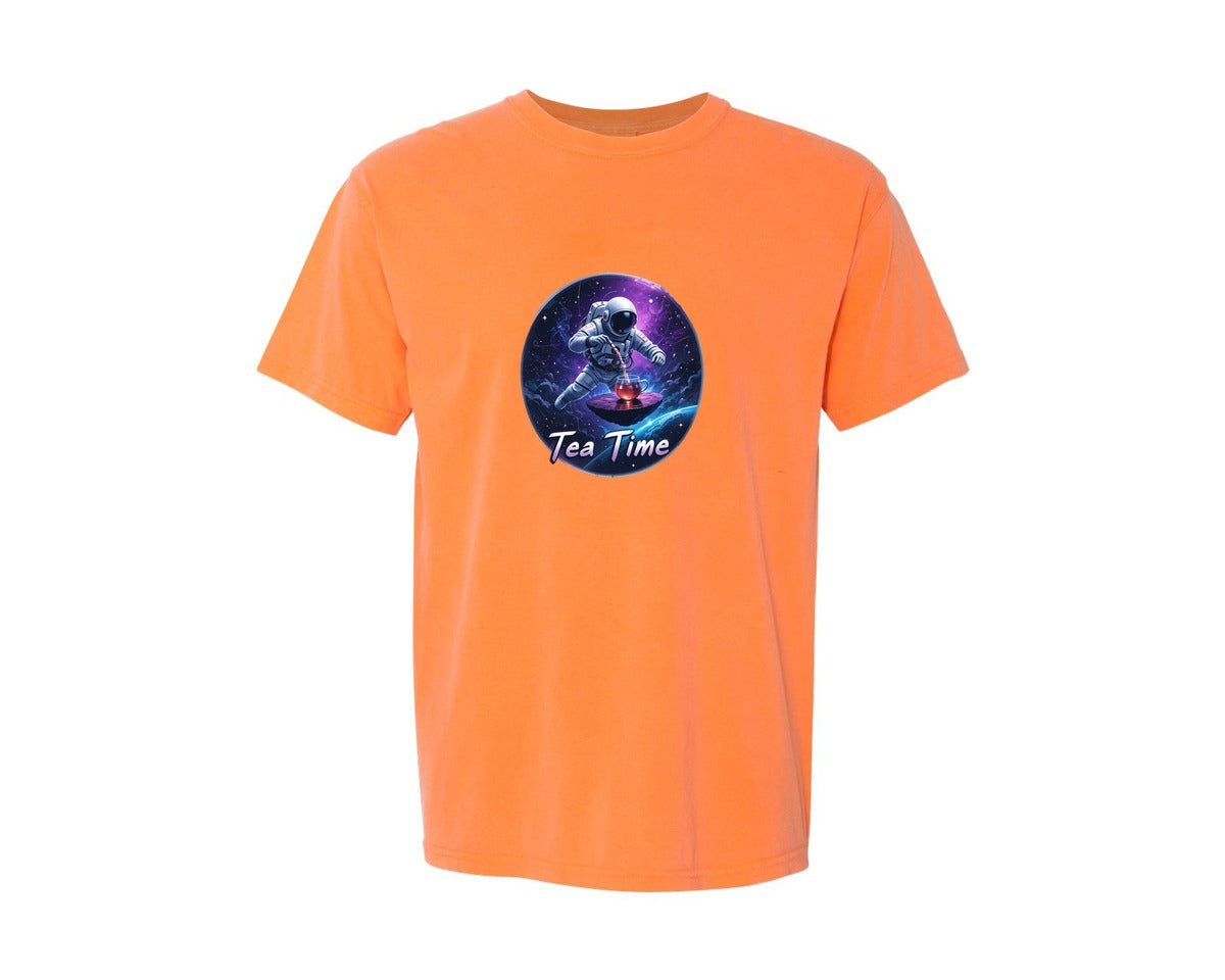 brand:Comfort Colors|color:Melon|Astronaut Tea Time In Space T Shirt Graphic T-Shirt