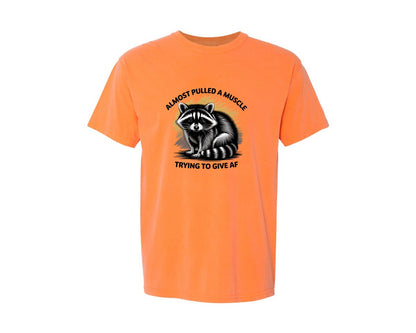 brand:Comfort Colors|color:Melon|Funny Raccoon Sarcastic Quote Graphic T-Shirt