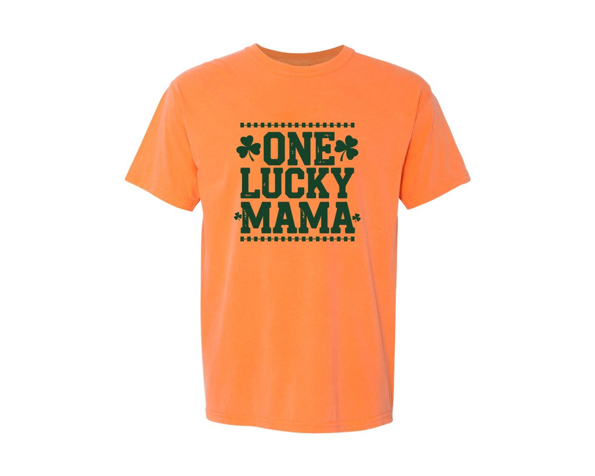 brand:Comfort Colors|color:Melon|One Lucky Mama Design 40 Graphic T-Shirt