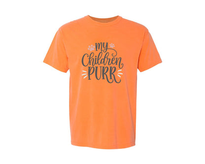 brand:Comfort Colors|color:Melon|My Children Purr Cute Cat Quote Graphic T-Shirt