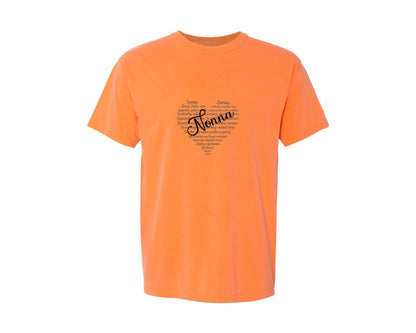 brand:Comfort Colors|color:Melon|Nonna Heart Shape Mothers Day Graphic T-Shirt