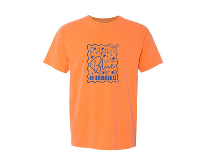 brand:Comfort Colors|color:Melon|In April We Wear Blue Autism 2 Graphic T-Shirt