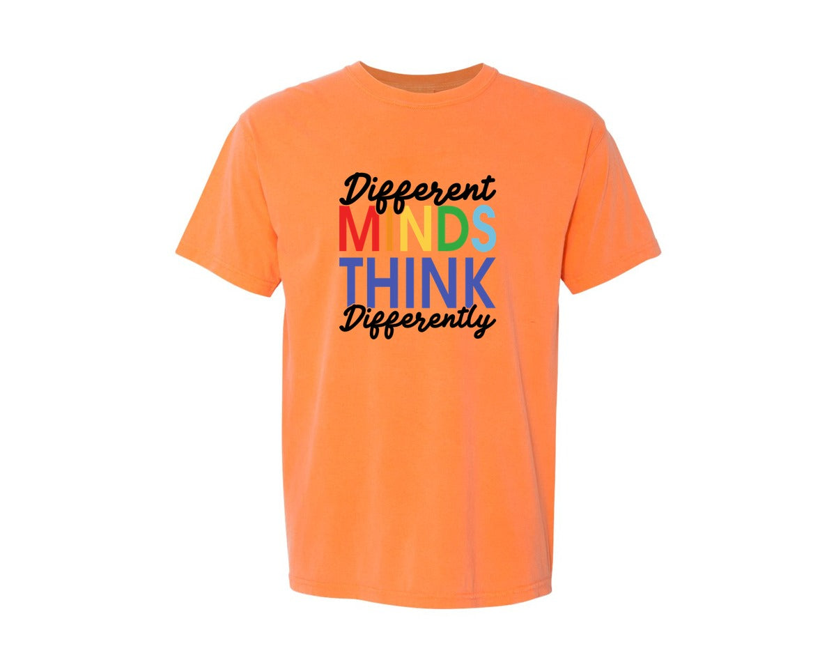 brand:Comfort Colors|color:Melon|Different Minds Autism T Shirt Graphic T-Shirt