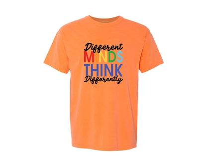brand:Comfort Colors|color:Melon|Different Minds Autism T Shirt Graphic T-Shirt